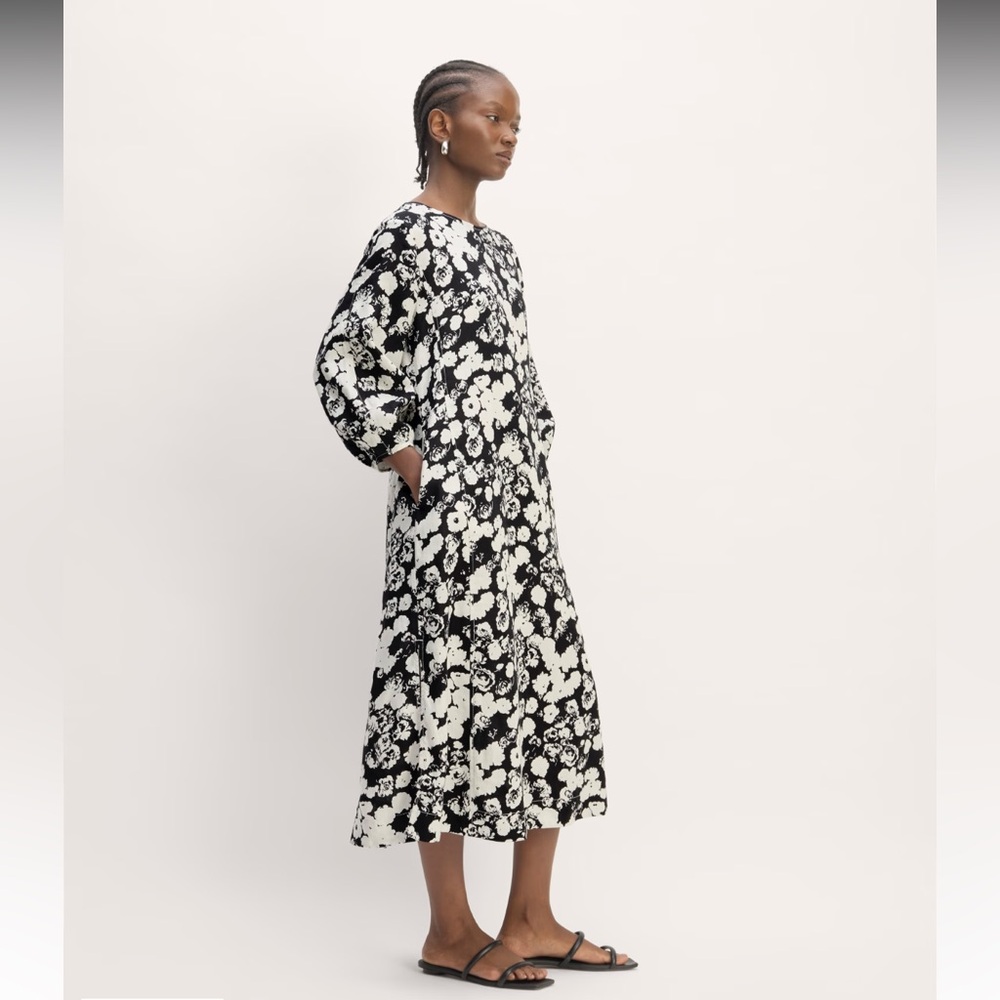 Everlane Linen Floral A Line Midi dress size 2